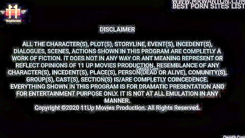 Disclaimer page for adult video Ramp Show, fictional content notice