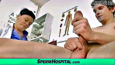 Danica chubby nurse in uniform gives CFNM handjob to huge cock
