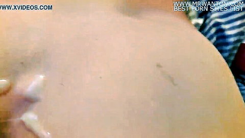 Nude curvy Caucasian woman's ass with fresh cumshot and hand grab