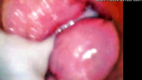 Close-up view of creamy pussy filled with cum inside