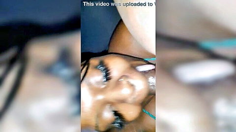 Ebony woman giving intense blowjob to big cock, close-up oral action