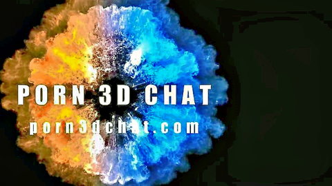 Vibrant 3D porn chat promo with fiery orange and blue explosion graphics