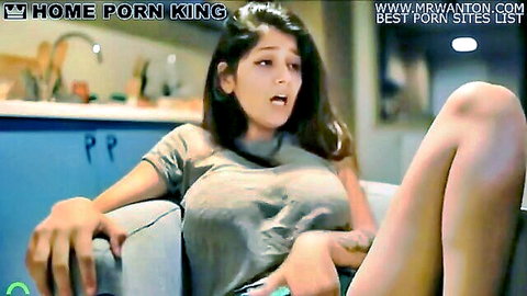 Beautiful Indian girl masturbating solo in tight gray t-shirt, hot amateur scene