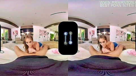 Kenzie Madison blonde teen spreads legs in stimulating POV VR scene