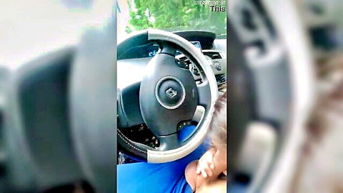 Fanny giving amateur blowjob in car POV