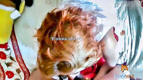 Redhead amateur in cousin's bed for hard fucking session
