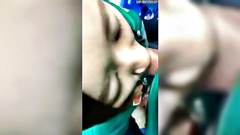 Young Asian teen eyes closed sucking cock in blurry amateur closeup blowjob