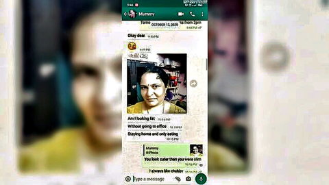 Desi Indian mommy WhatsApp chat with son, mature woman in saree