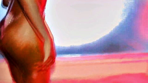 Amari Gold showcasing her big ebony ass in shiny red outfit side view