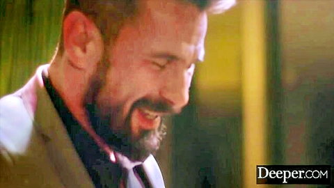 Bearded man in suit smirks in Deeper video with Adriana Chechik handcuffed watching