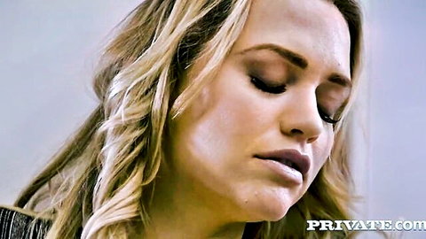 Mia Malkova intense close-up gaze, blonde waves in Private.com adult thumbnail