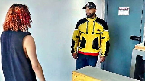 Redhead Wakanda fan in tank top bets fuck with black guy in jacket for movie date