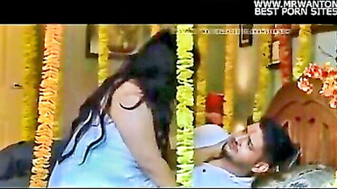 Desi woman in white saree straddling man passionately, Indian web series scene