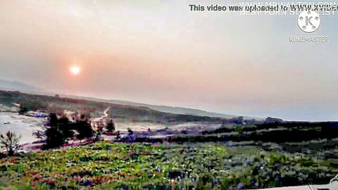 Scenic outdoor sunset landscape for wife masturbating in nature video