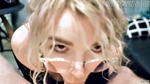 Blonde with glasses intense messy face during rough POV deep throat blowjob