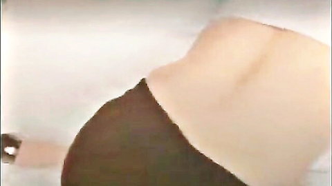 Chinese amateur hookup: slim Asian girl bent over in black shorts for bareback doggy