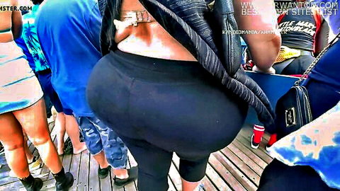 Russian SSBBW flaunting mega ass in tight black pants outdoors