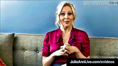 Julia Ann blonde MILF teacher in red blouse giving JOI