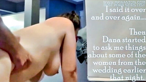 Dana questions husband in mirror while fucked doggy style about wedding women, big tits