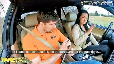 Zuzu Sweet in Fake Driving School car lesson, distracting instructor