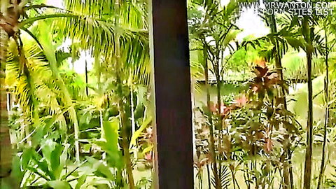 Rui Kiriyama big boobs Japanese model in tropical outdoor paradise