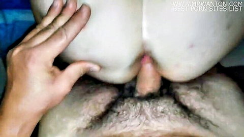 Close-up pale ass spread wide with vaginal penetration from behind