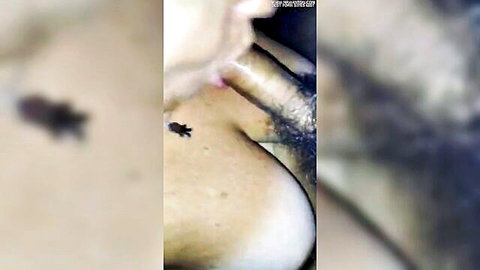 Blurry amateur blowjob close-up with woman performing oral on man