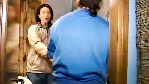 Alex Magni surprised in close encounter with curly-haired man