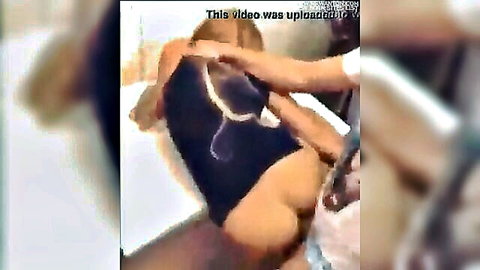 Wasted partygirl bent over in bar, exposing big ass from behind