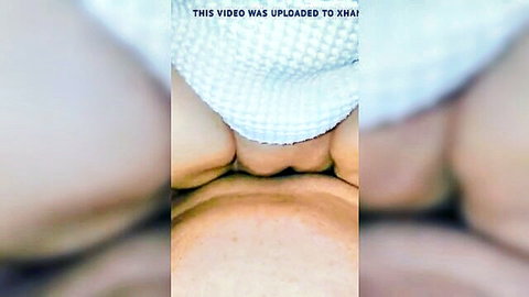 Close-up of mature woman's exposed shaved pussy and tight asshole with white panties pulled aside