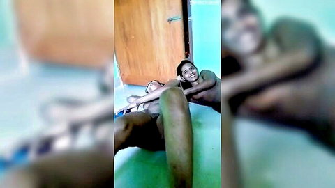 Two nude Bangladeshi girls hugging naked on floor with bare tits and spread legs