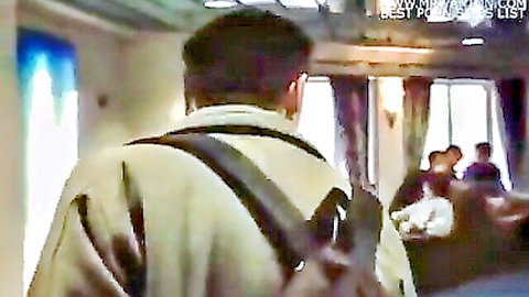 Man in jacket enters room for one night stand with mother, POV style
