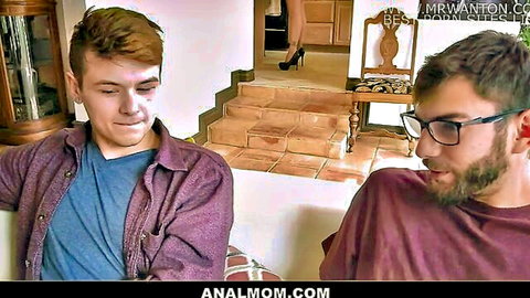 Claudia Valentine teases in heels for AnalMom anal scene with two guys
