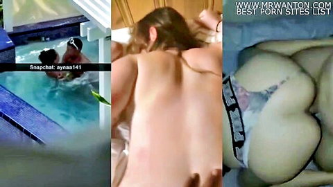 Amateur Snapchat teen doggy style fuck in kitchen, pool public sex, closeup wet pussy and ass