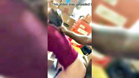 Amateur backroom fuck: manager bent over by employee, exposed ass