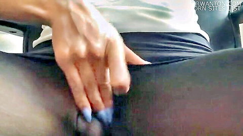 Woman rips pantyhose and rubs pussy at desk solo masturbation