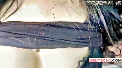 POV closeup of brunette sucking thick veiny black cock with cum dripping on her hair and lips