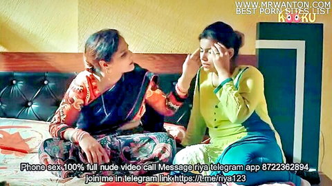 Desi milf in saree and young woman in ethnic wear talking intimately, Hindi hot web series