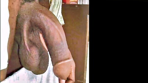 Closeup of thick veiny black cock and heavy hanging balls amateur homemade