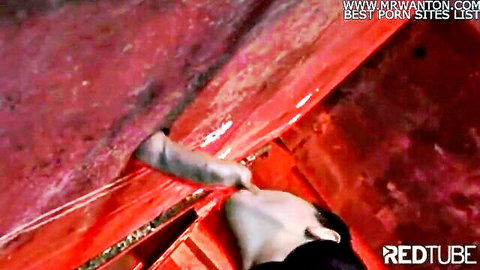 Aliz in rough leather gangbang, intense oral action close-up