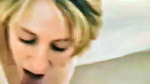 Blonde MILF with ecstatic open mouth during intense fuck