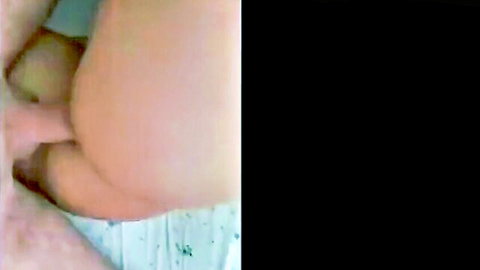 Close-up of woman's exposed wet pussy and tight asshole with white panties pulled aside