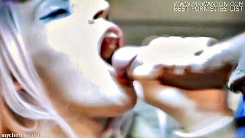 Blonde babe delivers intense handjob blowjob with cumshot close-up