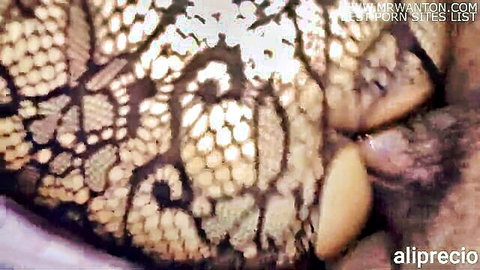 Woman in lace lingerie during hard anal sex and creampie