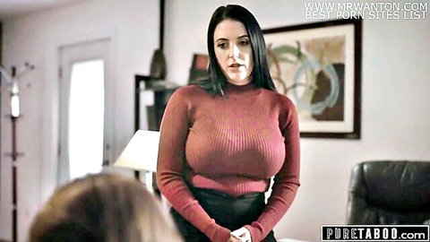 Curvy brunette in tight maroon sweater agrees to intense DP therapy