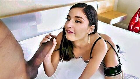 Emily Willis grips Dredd's massive BBC in black lingerie