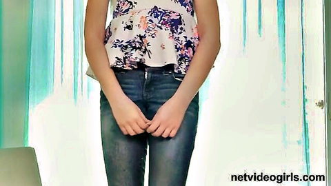 Mindy in floral top and jeans, Net Video Girls amateur audition