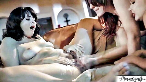 Coco Lovelock in steamy stepmom threesome, fingering and squirting action