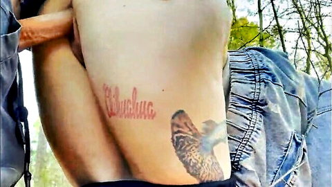 Chihuahuasu studio model with hip tattoo and gripping hand in intimate scene