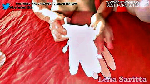 Lena Saritta DIY fleshlight tutorial: hands making vagina sex toy with white gloves
